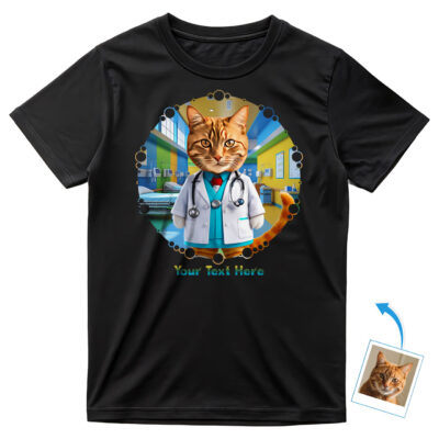 Custom Pet Doctor Gift T-Shirt for Pet-Loving Doctors, Nurses & Med Students - Premium Cotton DTG Personalized Photo Art Tee Pet www.customywear.com